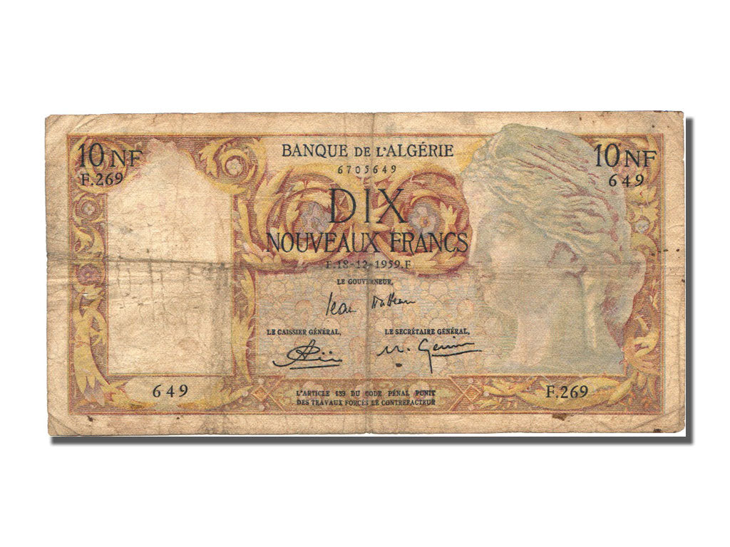 billete de banco,
Argelia,
10 nuevos francos