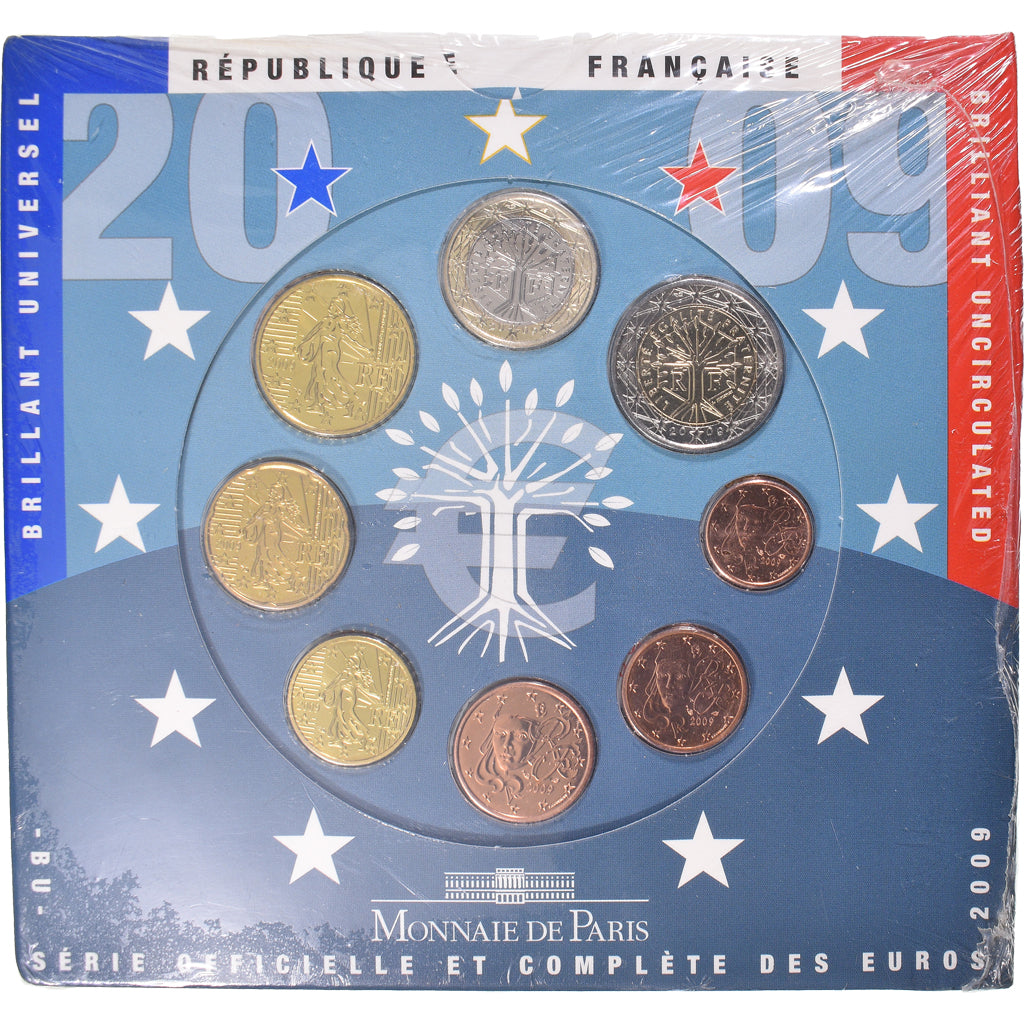 Francia,
1 céntimo a 2 euros,
2009