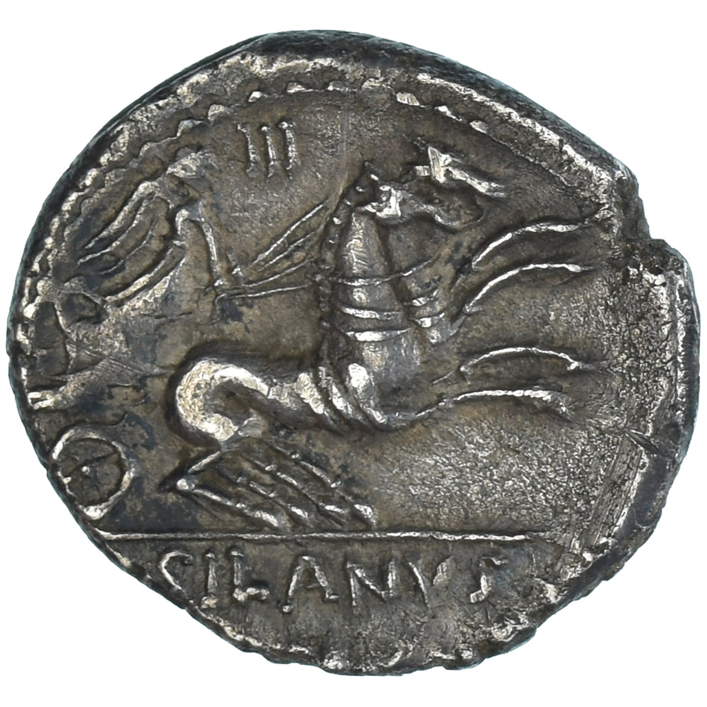 Acuñar,
D. Junio Silano,
Denario