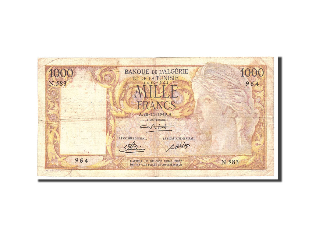 Billete de 1000 francos, Argelia