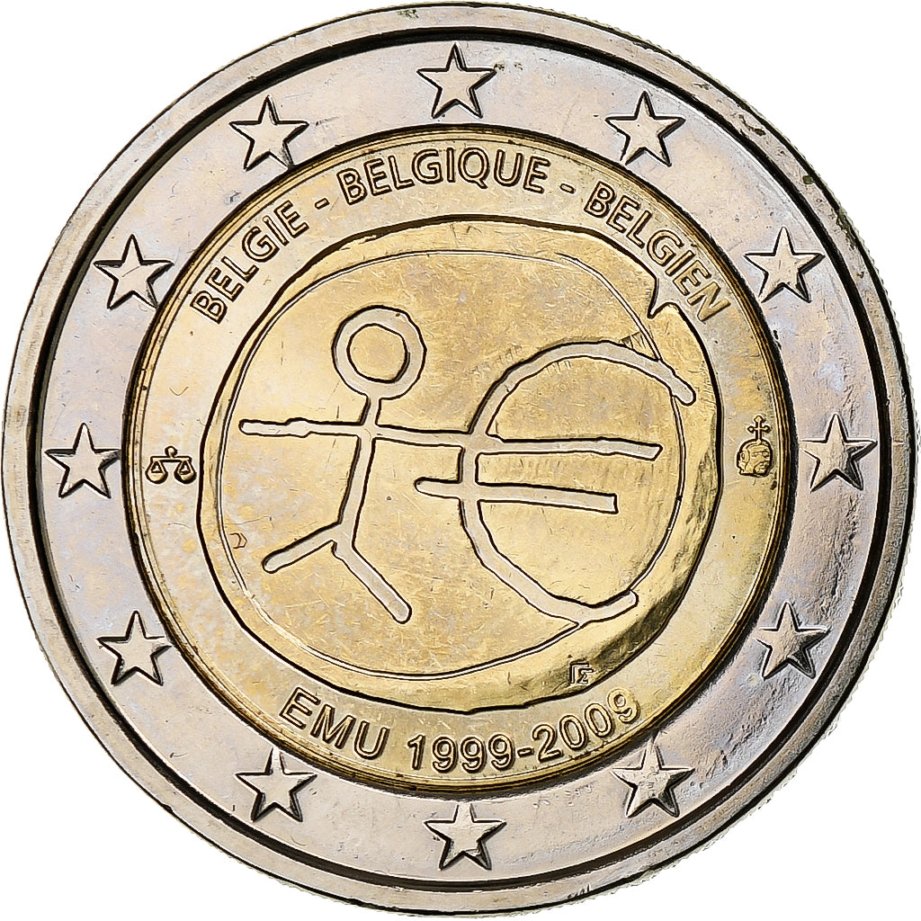 Bélgica,
2 euros,
10.º aniversario del emú