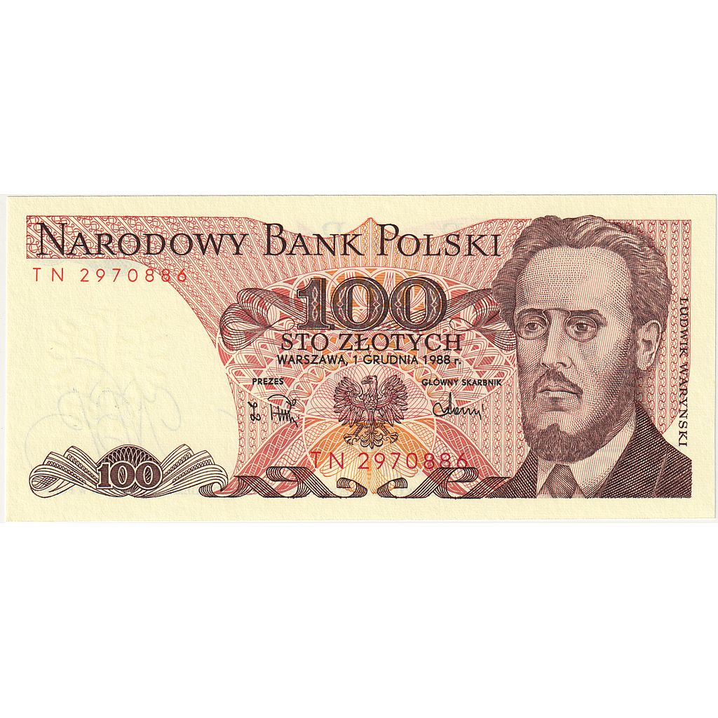 billete de banco,
Polonia,
100 Zlotych