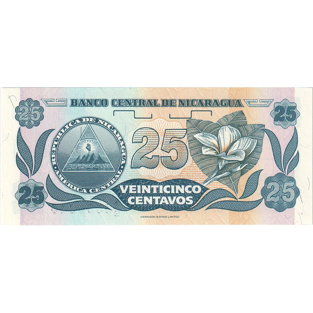 billete de banco,
Nicaragua,
25 Centavos