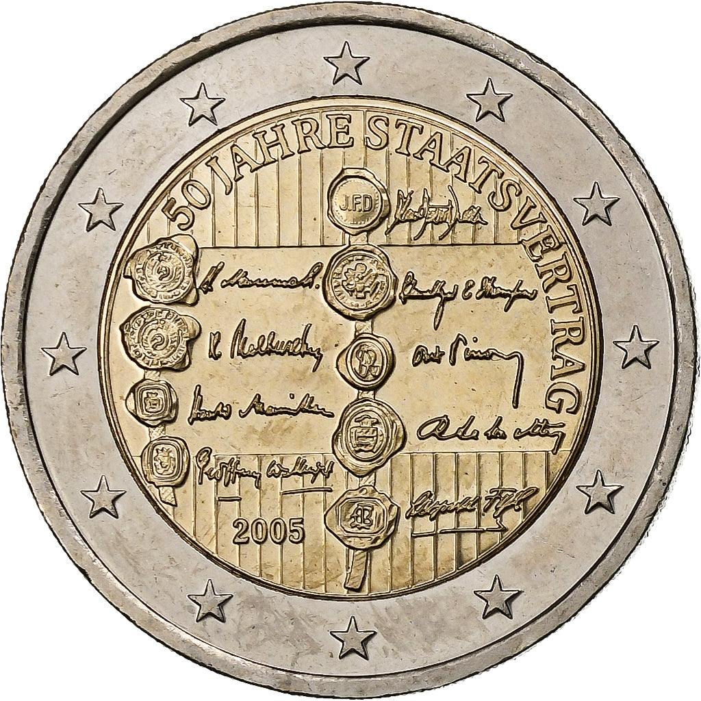 Austria,
2 euros,
Tratado del Estado austriaco