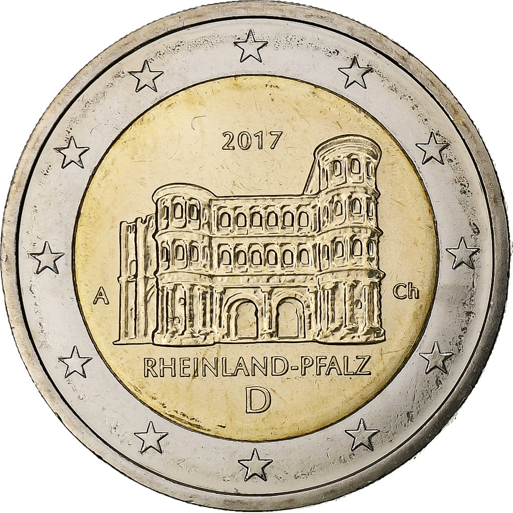 Alemania,
2 euros,
Estado federado federal - "Rheinland-Pfalz"