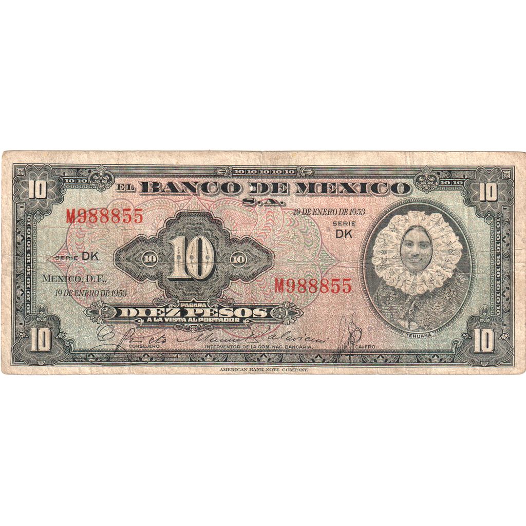 México,
10 pesos,
1953