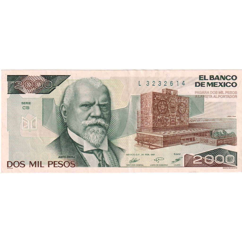 México,
2000 pesos,
1987-02-24