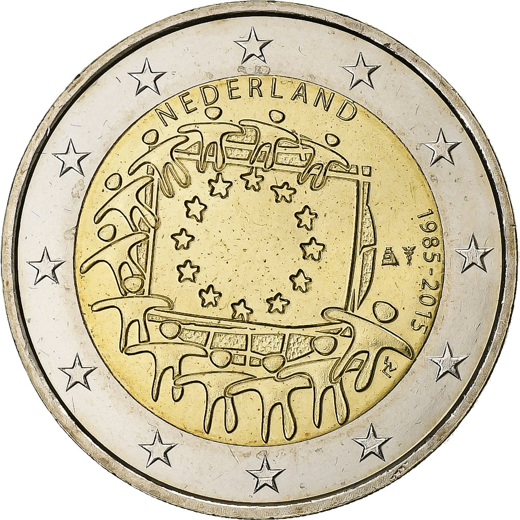Países Bajos,
2 euros,
Drapeau europeo