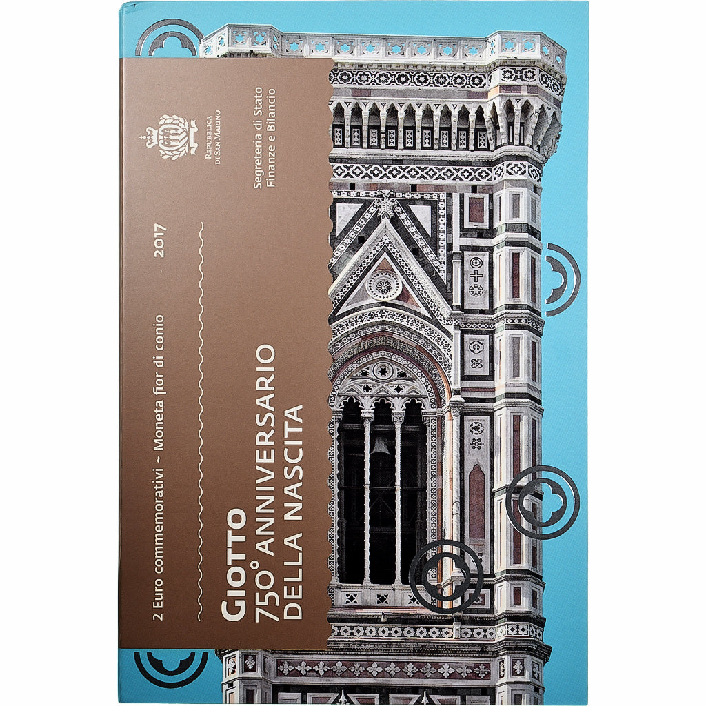 San Marino,
2 euros,
Giotto 750 aniversario. della nascita