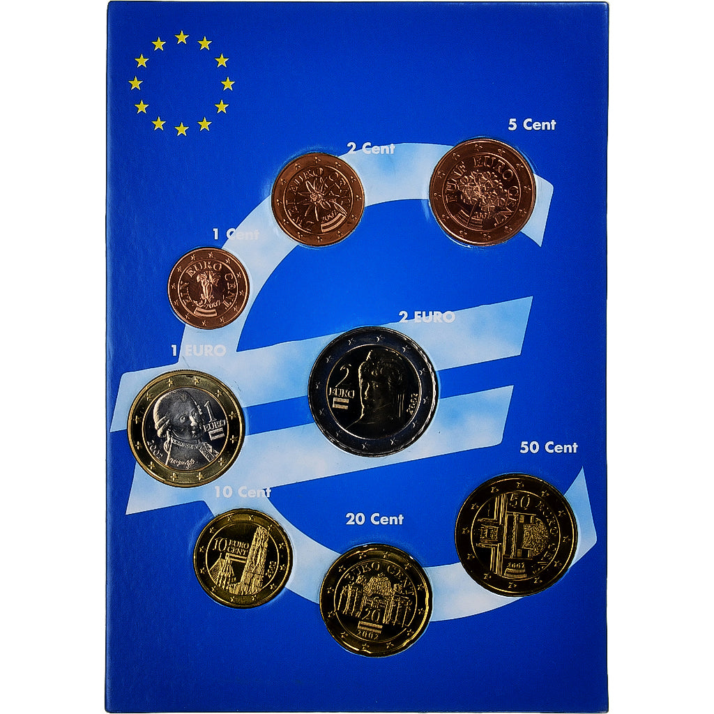 Austria,
Juego de 1 ct. - 2 euros,
Juego de euros