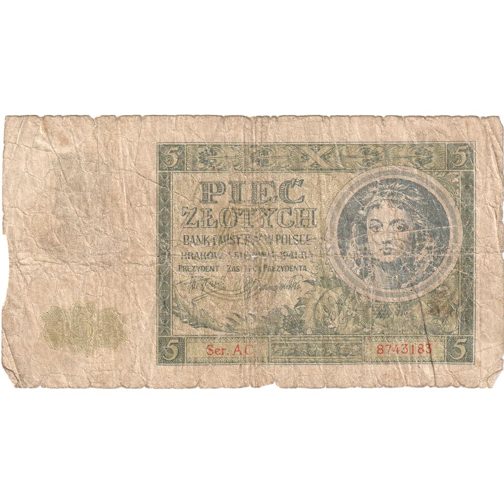 Polonia,
5 Zlotych,
1941-08-01