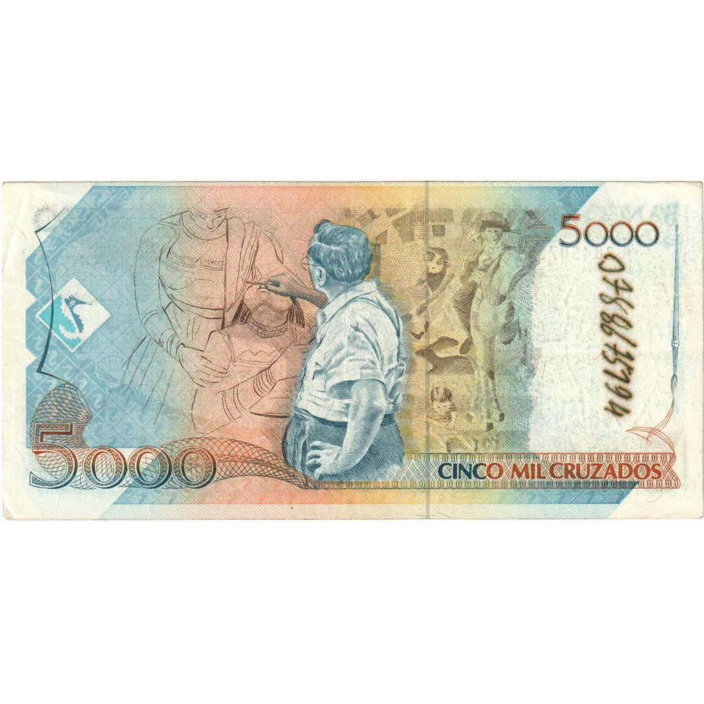 Brasil,
5 Cruzados Novos sobre 5000 Cruzados,
FV(20-25)
