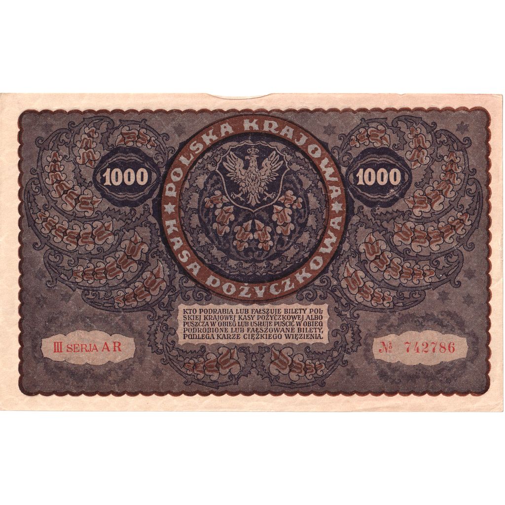 Polonia,
1000 Mark,
1919-08-23
