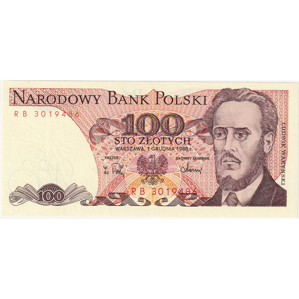 Polonia,
100 zlotych,
1988-12-01