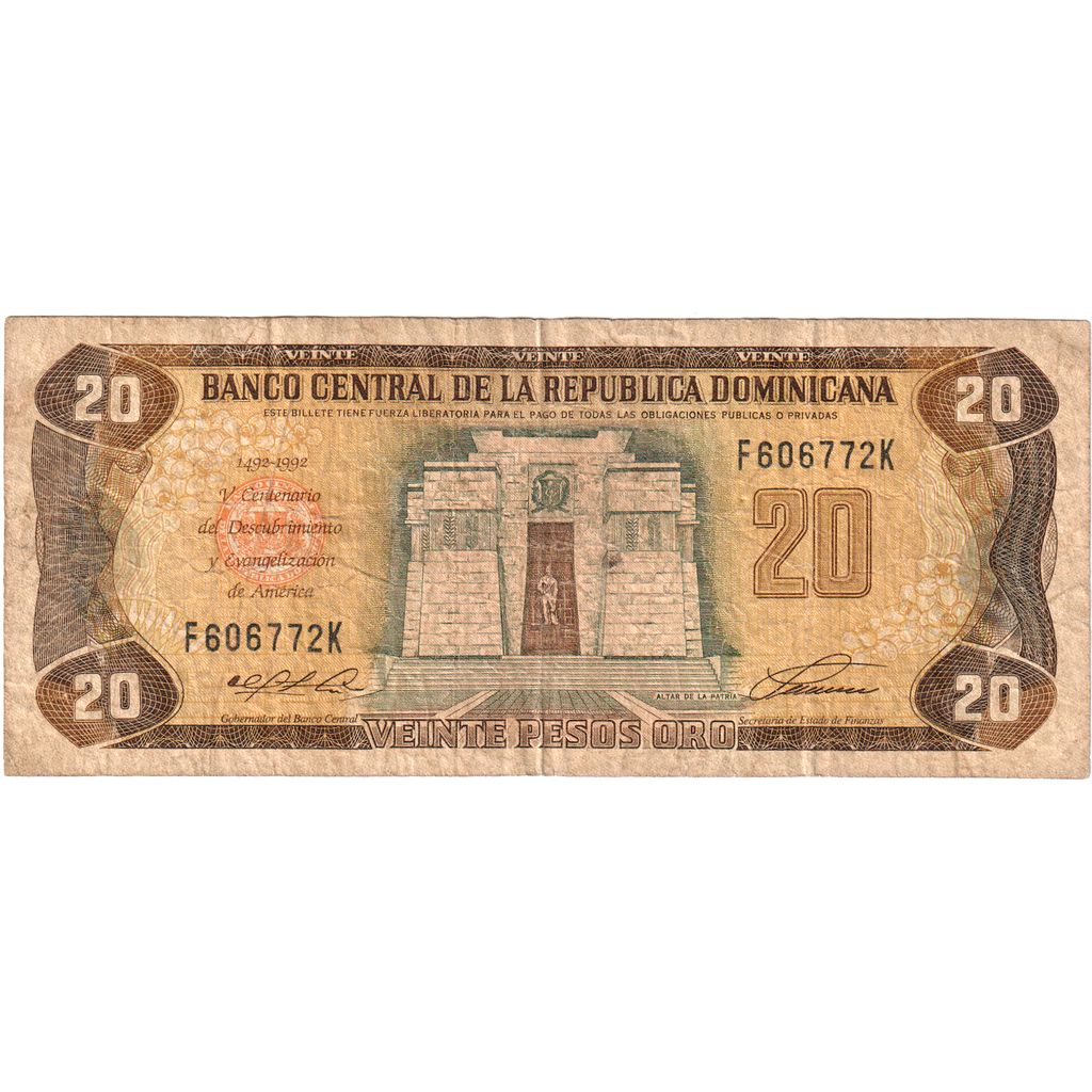República Dominicana,
20 pesos oro,
1990