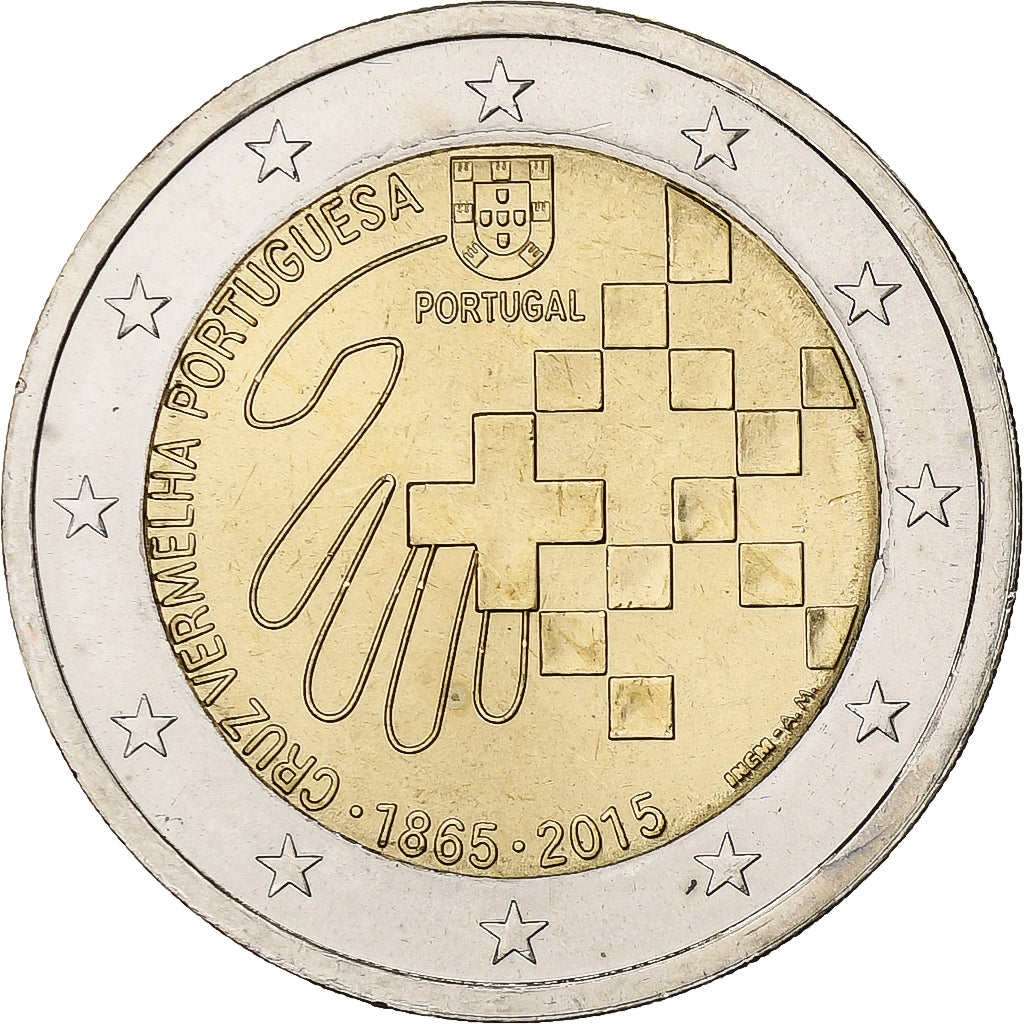 Portugal,
2 euros,
150 años de la Cruz Roja