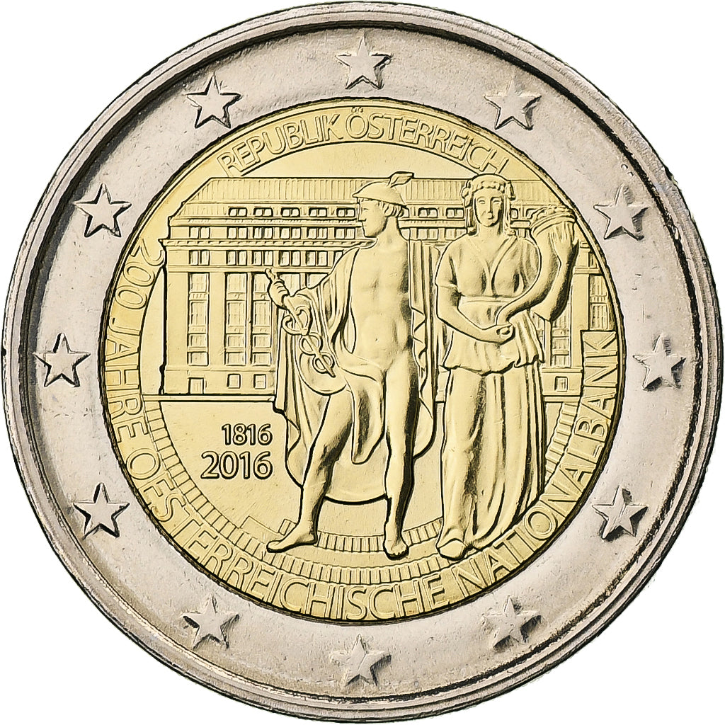 Austria,
2 euros,
200.º aniversario - Banco Nacional