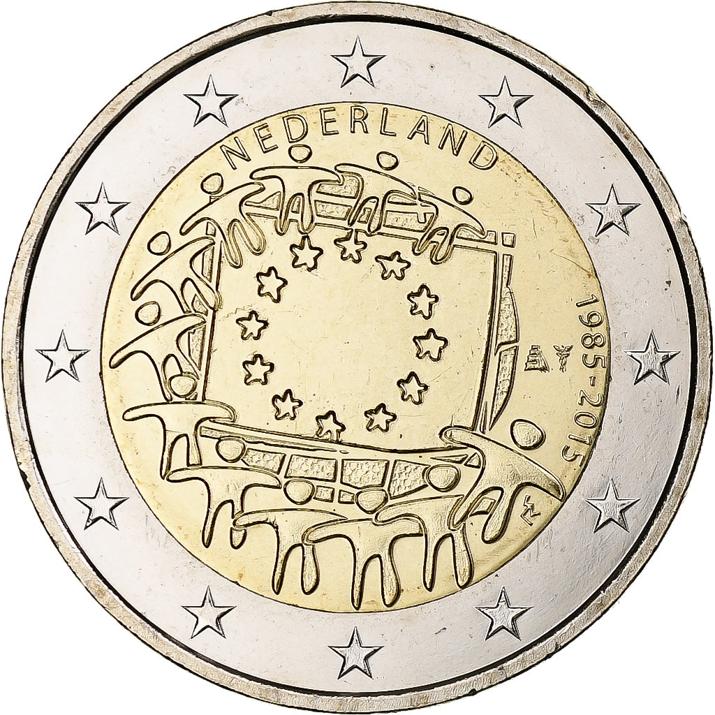 Países Bajos,
2 euros,
30 años del drapeau de la UE