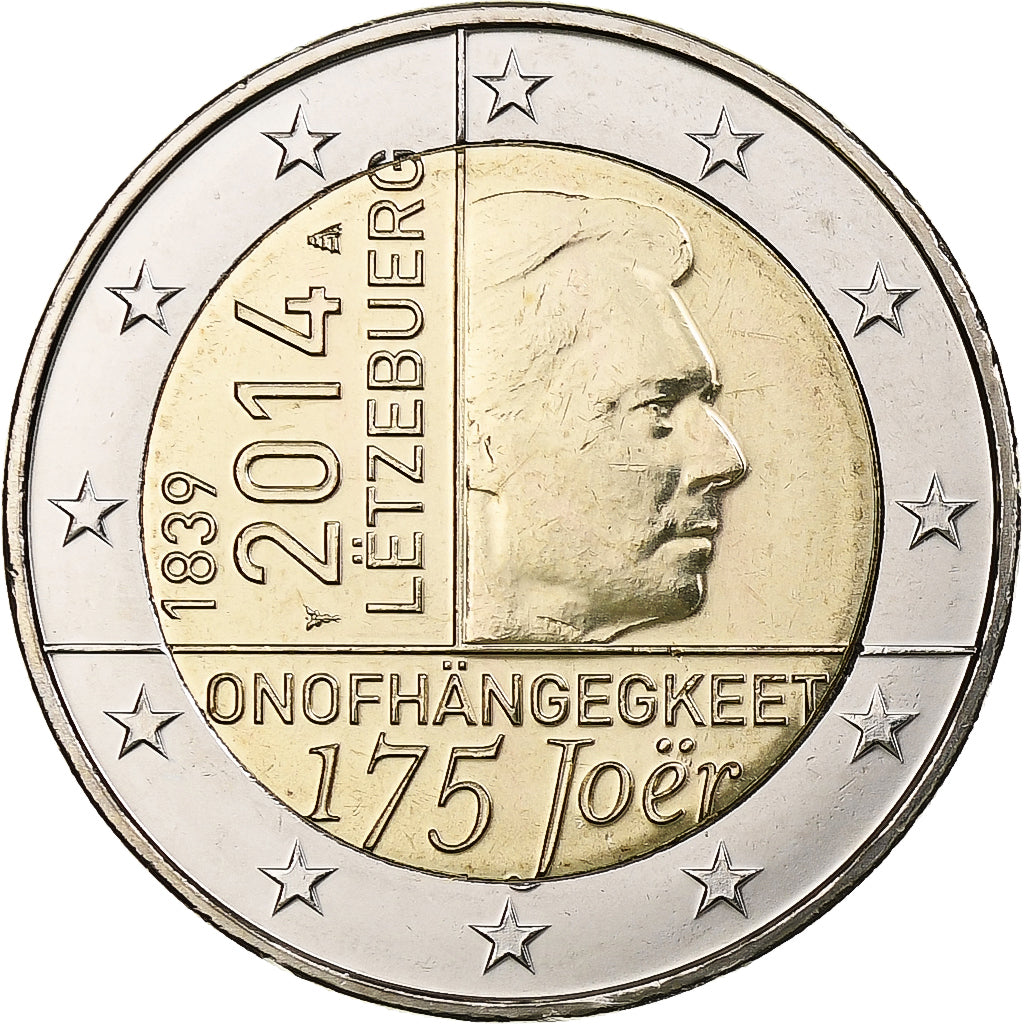 Luxemburgo,
2 euros,
175.º aniversario de la Independencia de Luxemburgo