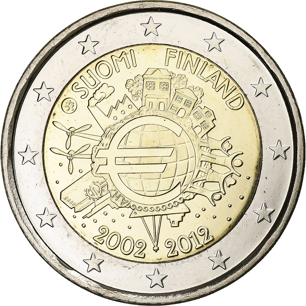 Finlandia,
2 euros,
10 años de euros en efectivo