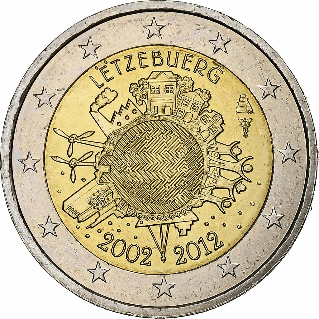 Luxemburgo,
2 euros,
10 años de euros en efectivo