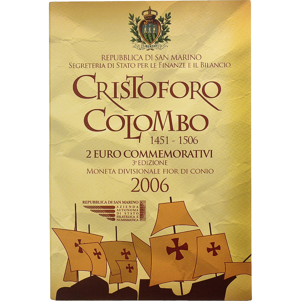 San Marino,
2 euros,
Cristoforo Colombo