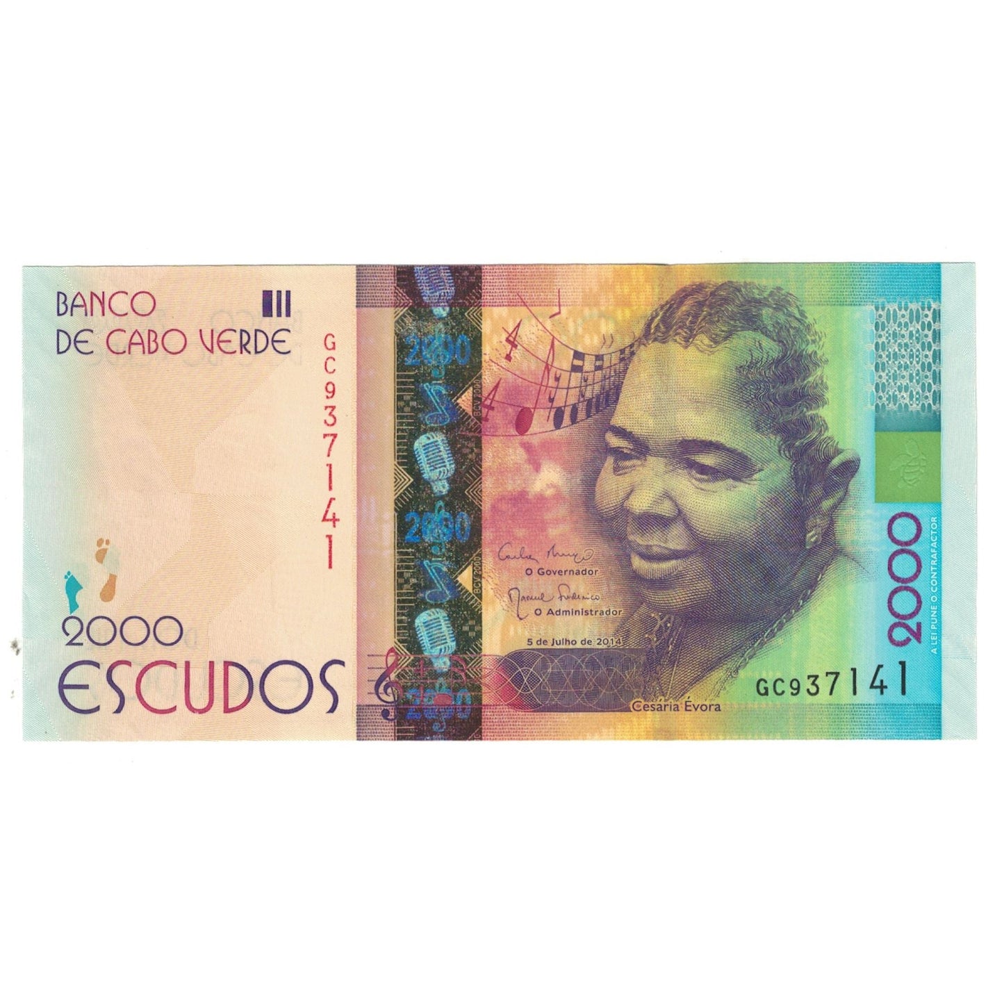 billete de banco,
Cabo Verde,
2000 escudos