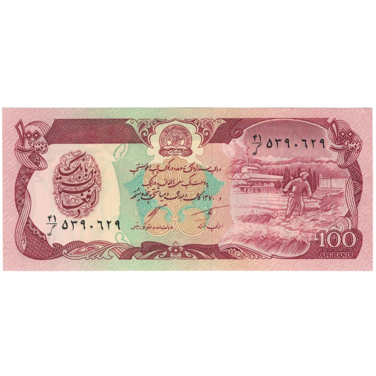 billete de banco,
Afganistán,
100 afganos
