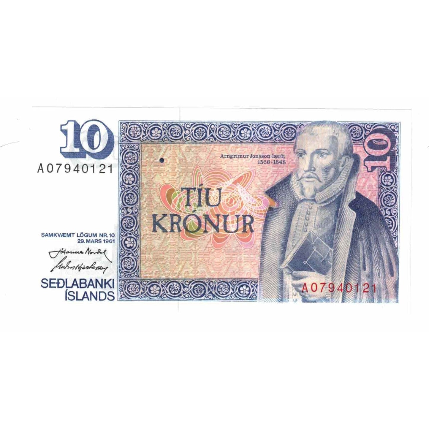 Billete de banco, Islandia, 10 coronas