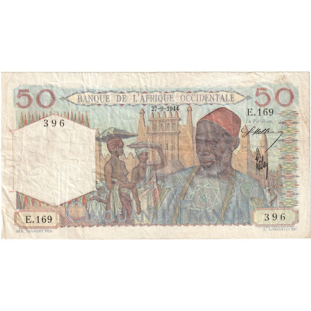 África Occidental Francesa,
50 francos,
1944