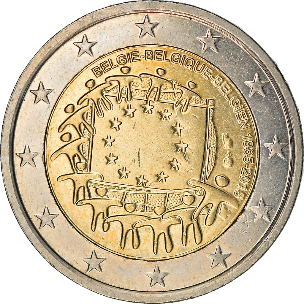 Bélgica,
2 euros,
Drapeau europeo