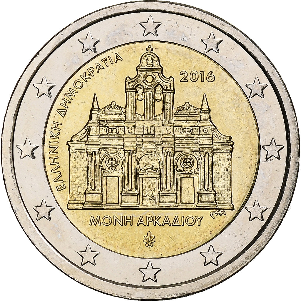 Grecia,
2 euros,
Holocausto del monasterio de Arkadi