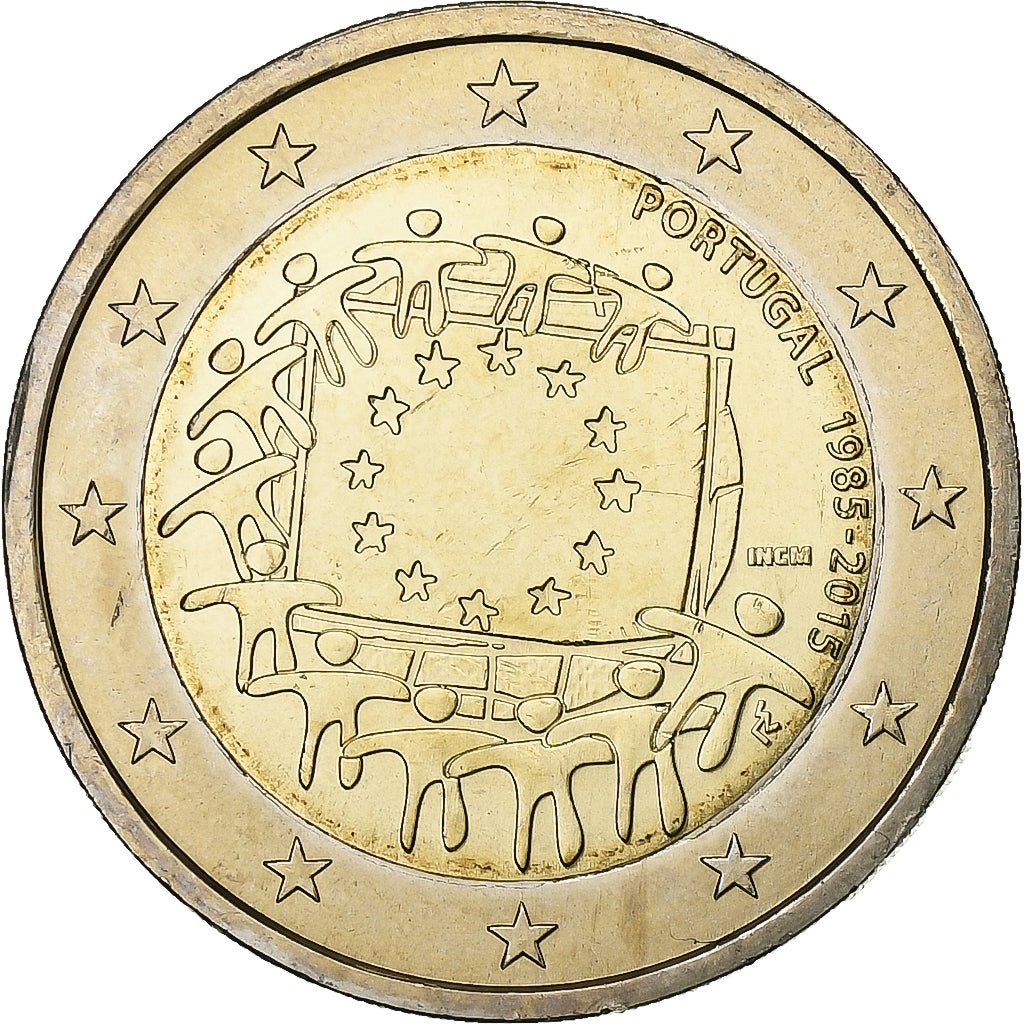 Portugal,
2 euros,
30 años Drapeau europeo