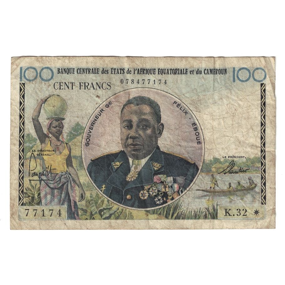Billete de 100 francos de África ecuatoriana