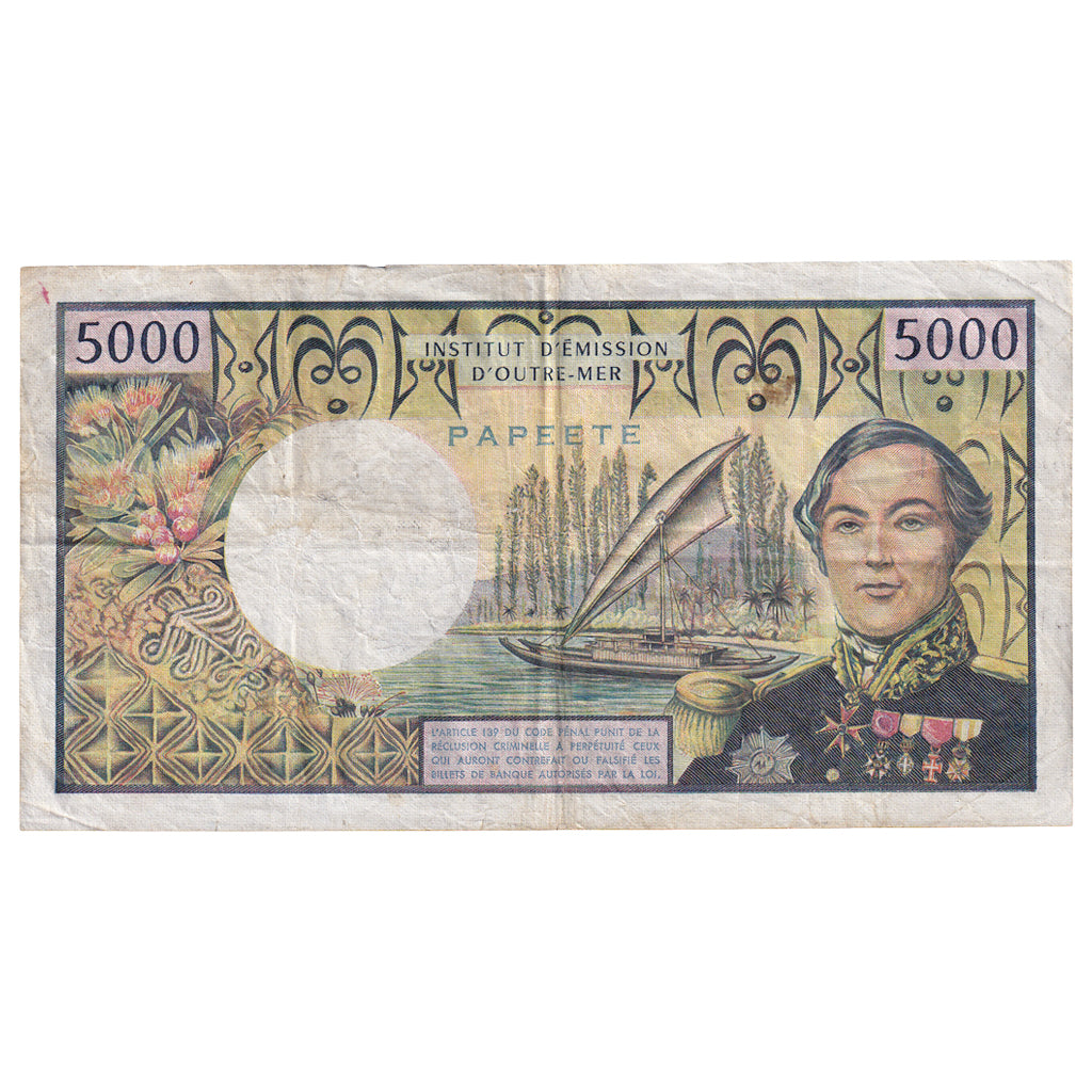 Billete de Tahití de 5000 francos