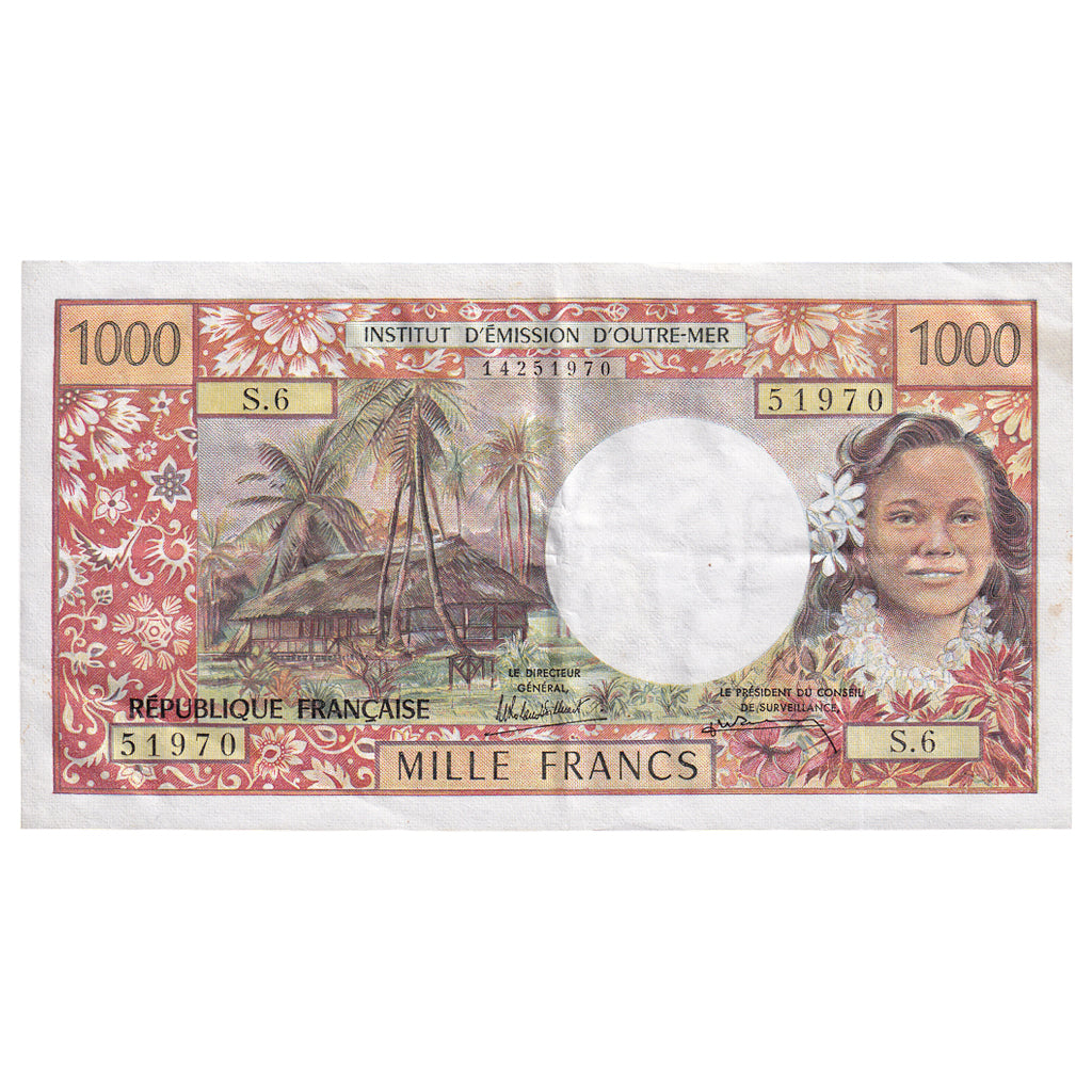 Billete de Tahití de 1000 francos