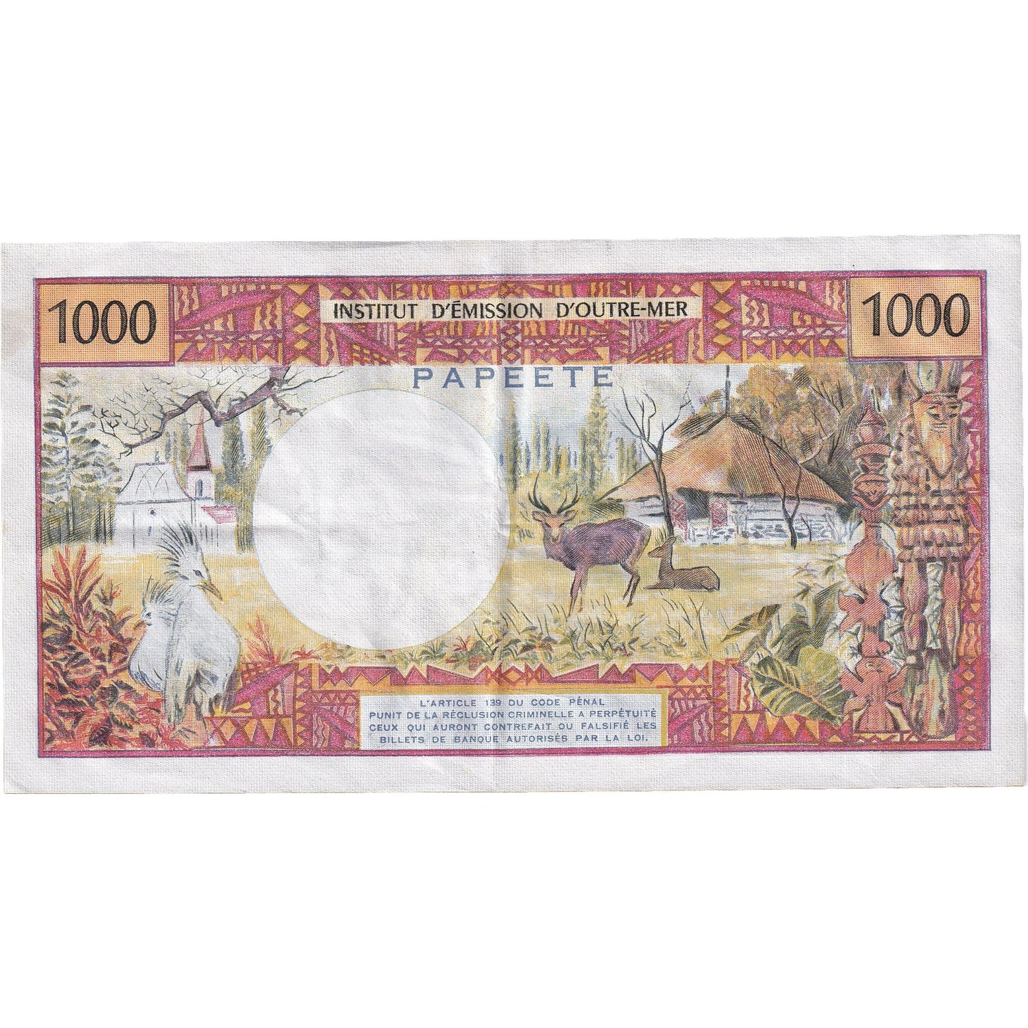 Billete de Tahití de 1000 francos