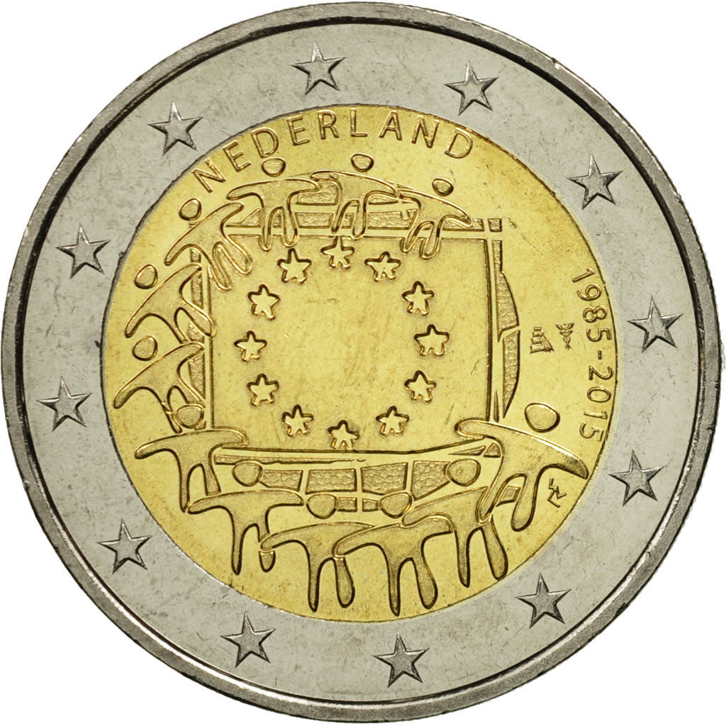 Países Bajos,
2 euros,
Bandera