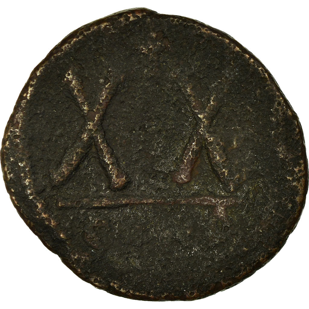 Acuñar,
Tiberio II Constantino,
media follis