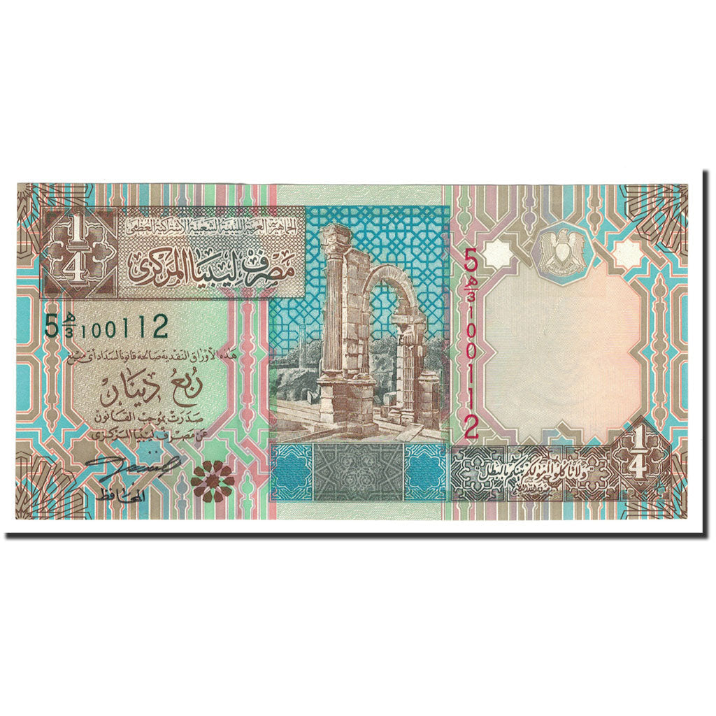 billete de banco,
Libia,
1/4 dinar