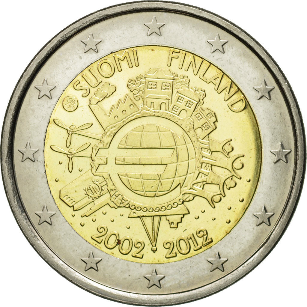 Finlandia,
2 euros,
10.º aniversario de la acuñación del euro