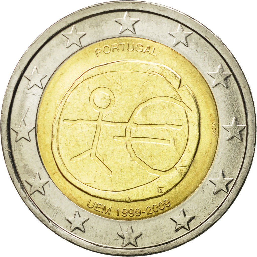 Portugal,
2 euros,
10.º aniversario de la Unión Monetaria Europea