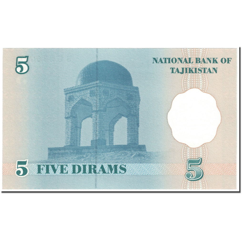 billete de banco,
Tayikistán,
5 dirams