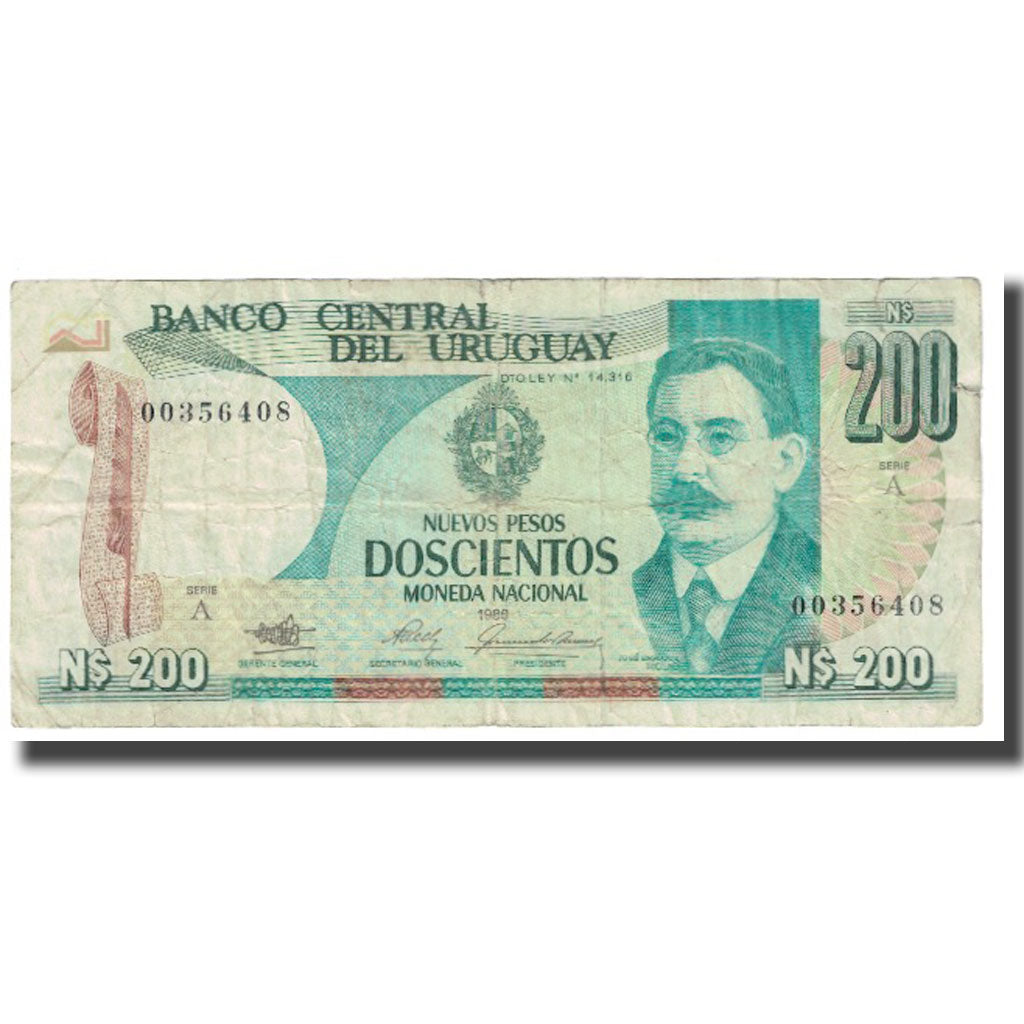 billete de banco,
Uruguay,
200 nuevos pesos