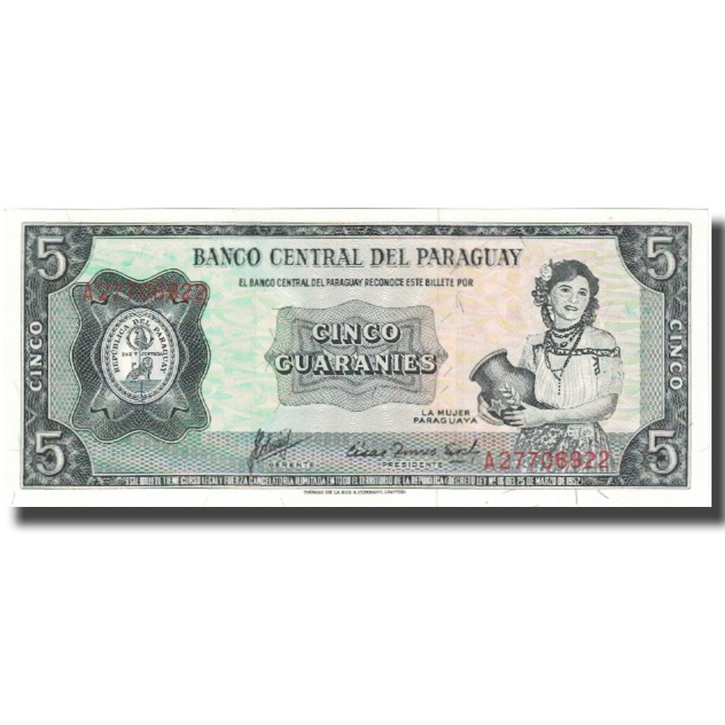 billete de banco,
paraguay,
5 guaraníes