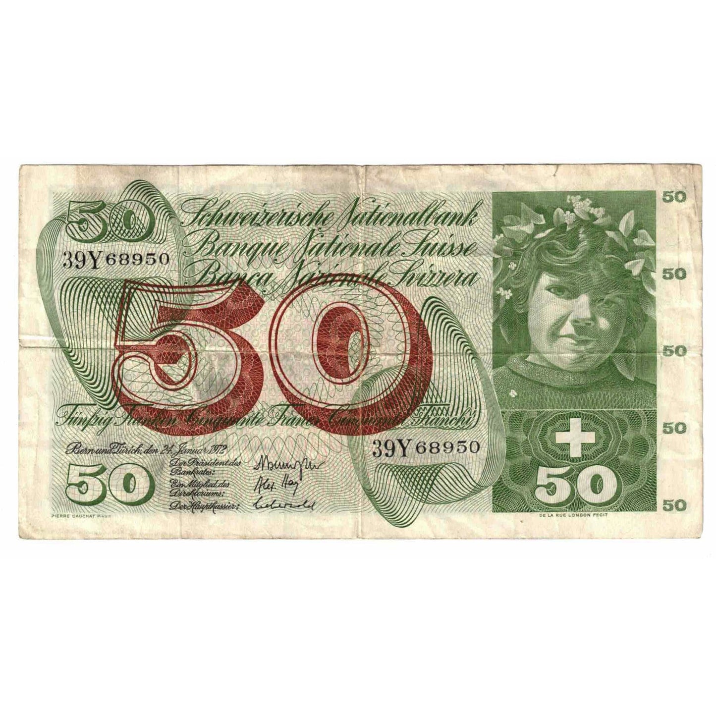 Billete de banco, Suiza,
50 francos