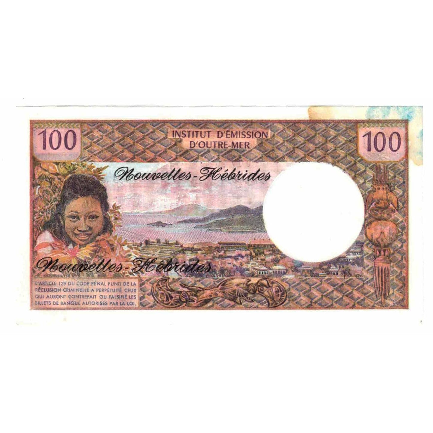 Billete de Nuevas Hébridas
100 francos