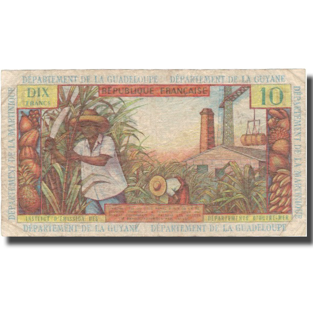 Billete de 10 francos de las Antillas Francesas