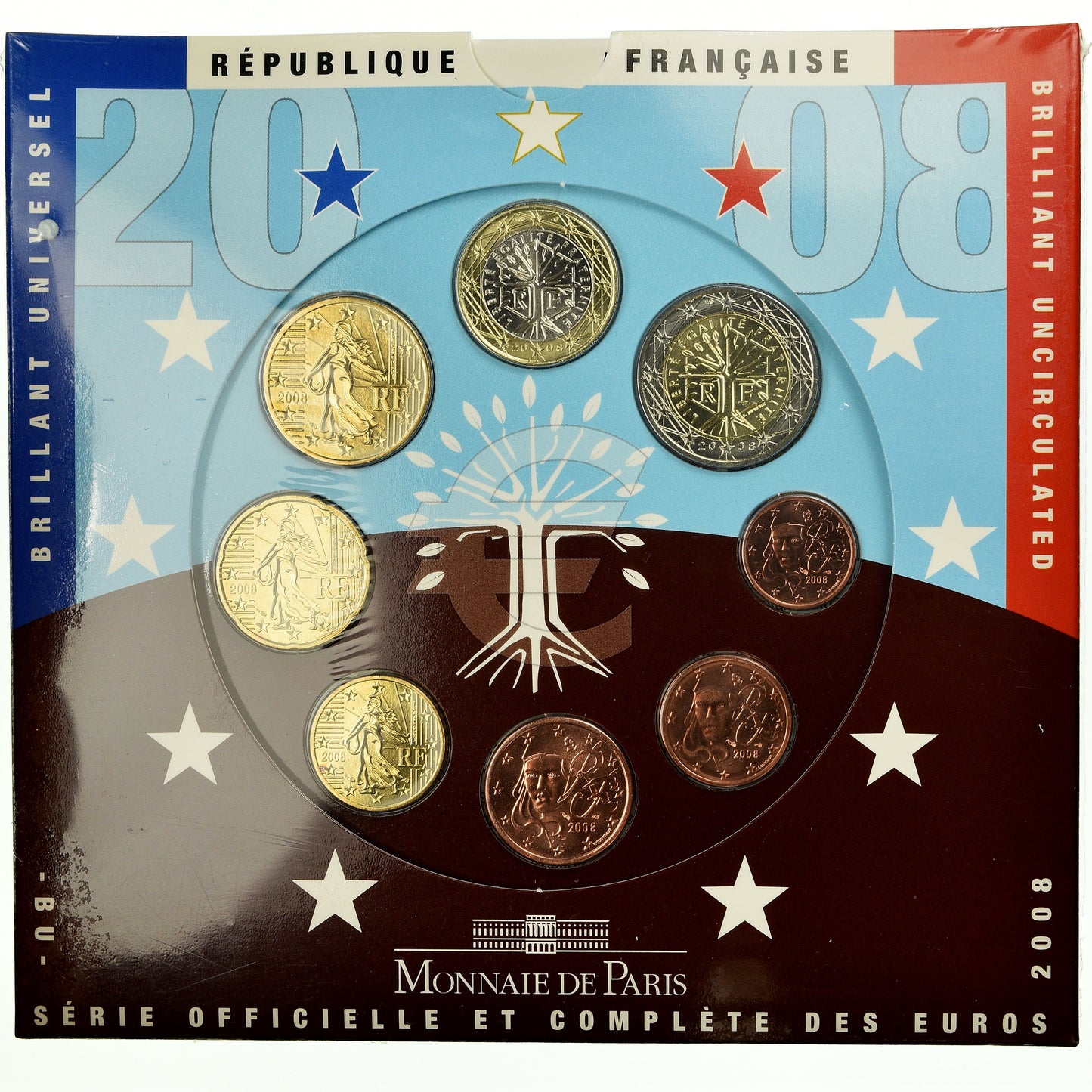 Francia,
1 céntimo a 2 euros,
2008