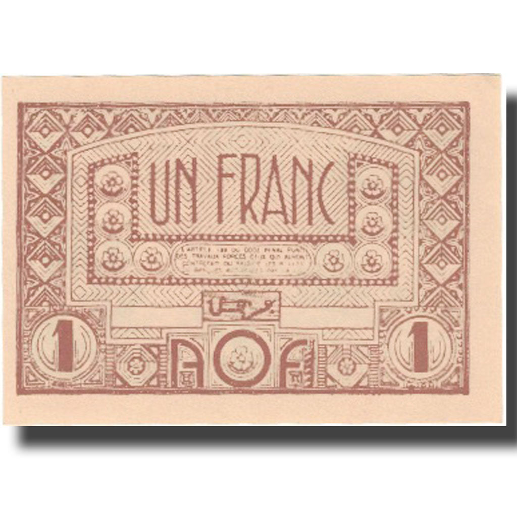 Billete de banco, África Occidental Francesa,
1 franco